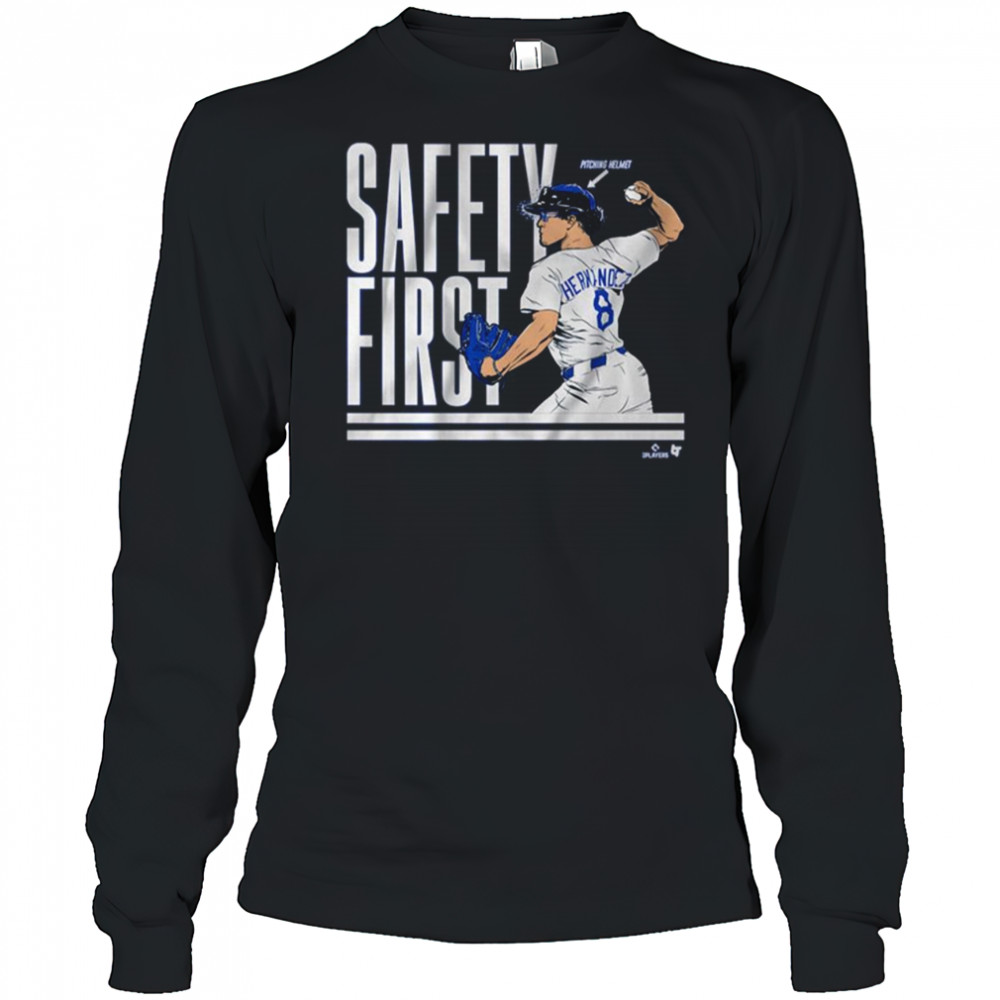 Kike Hernandez Safety First Pitching Helmet Los Angeles Dodgers MLB Baseball 2025 t-shirt Long Sleeved