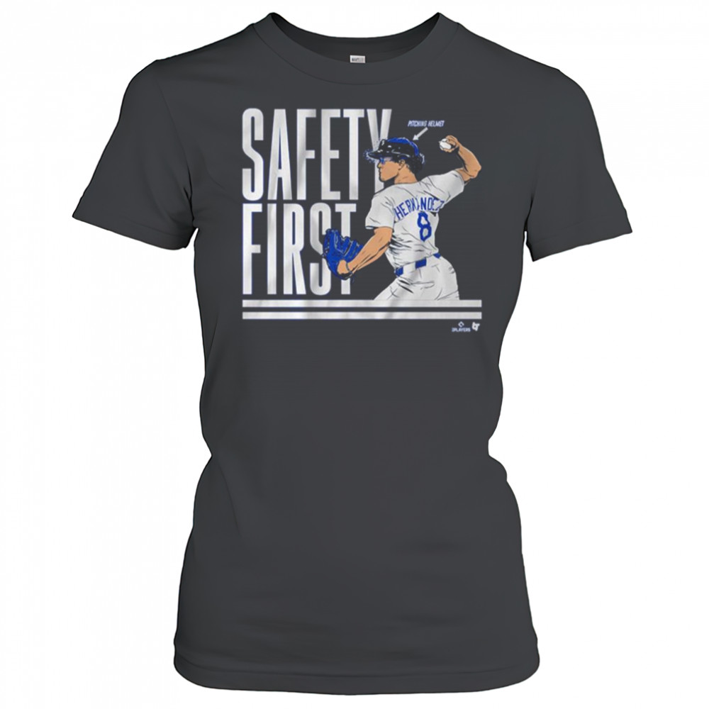 Kike Hernandez Safety First Pitching Helmet Los Angeles Dodgers MLB Baseball 2025 t-shirt Women's T-shirt