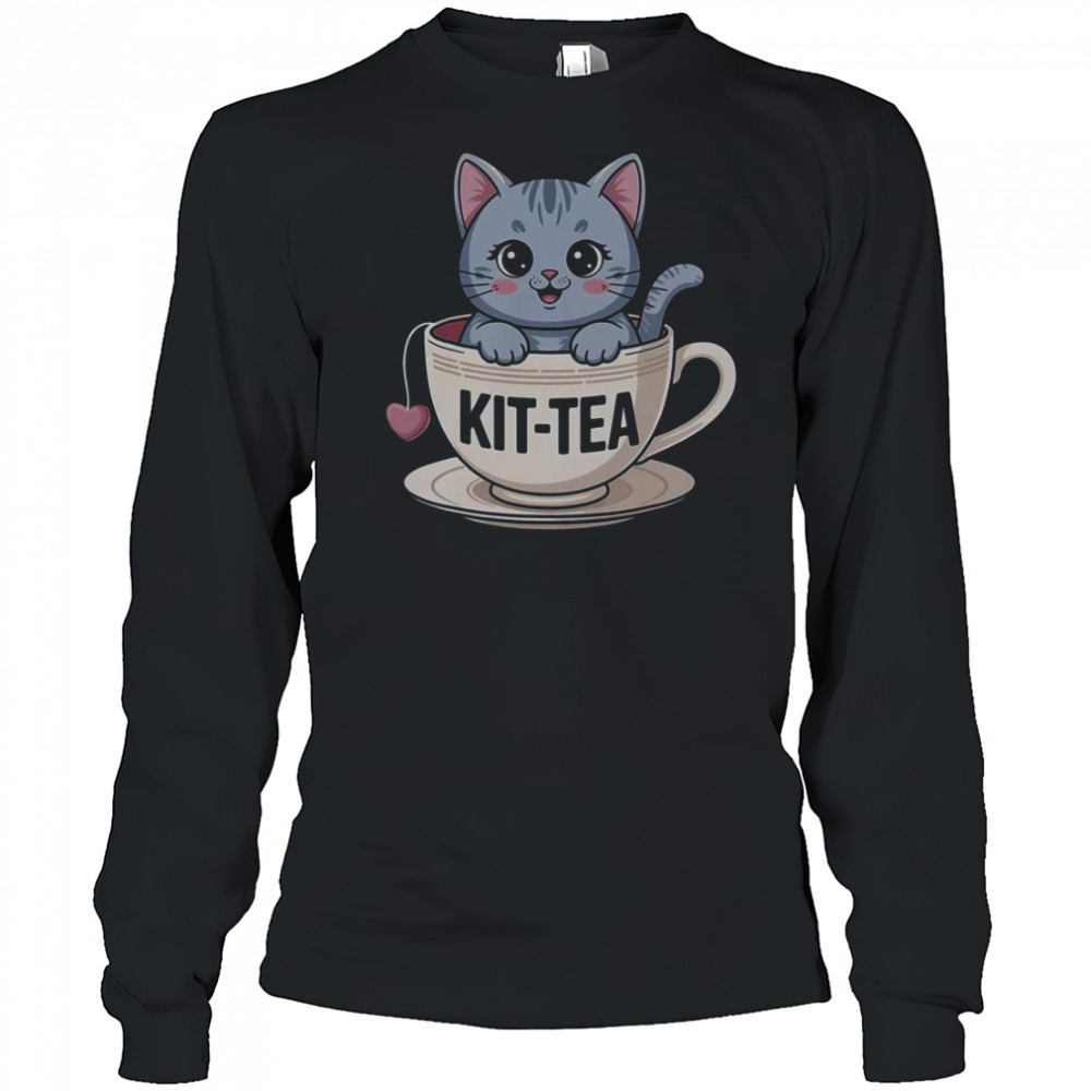 Kit-Tea Cat Tea T-Shirt Long Sleeved