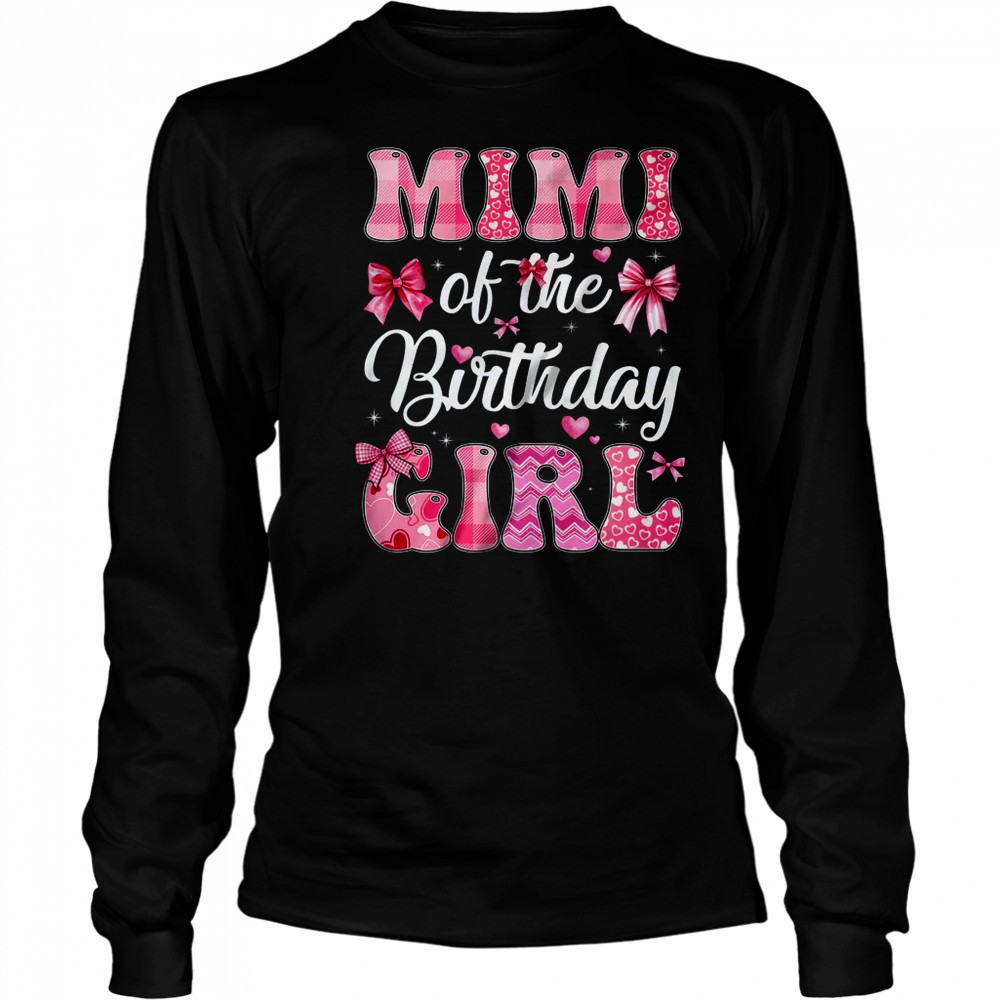 Mimi Of The Birthday Girl Family Pink Coquette Bow shirt Long Sleeved