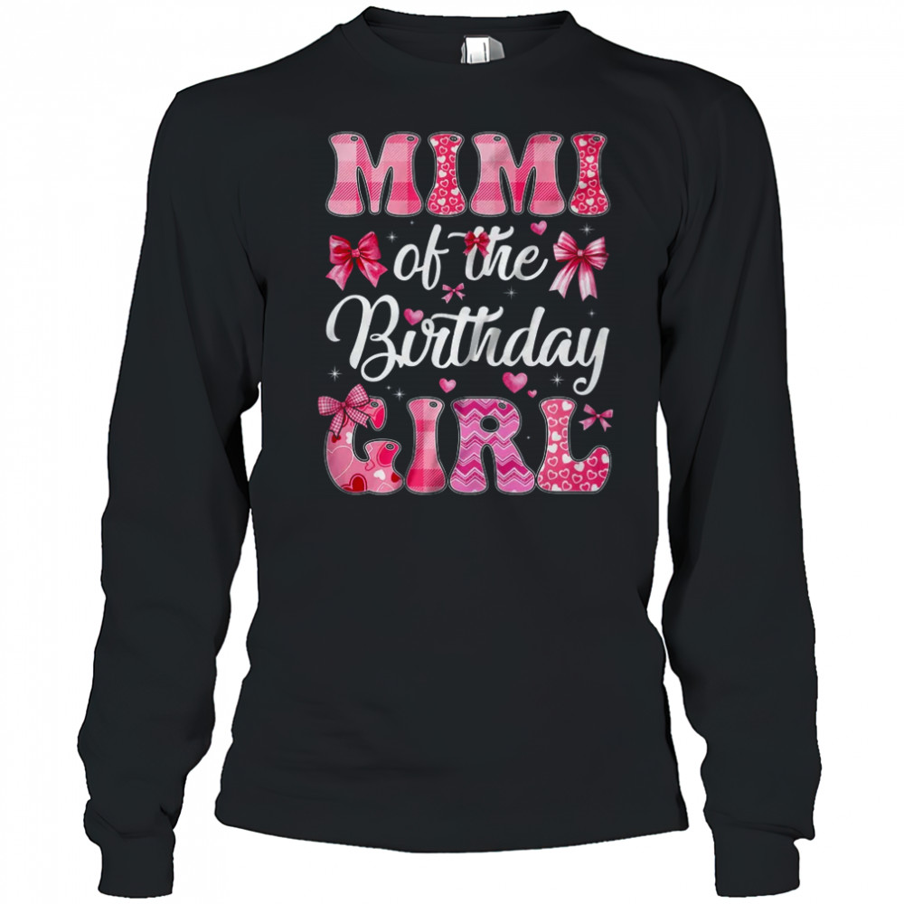 Mimi Of The Birthday Girl Family Pink Coquette Bow shirt Long Sleeved