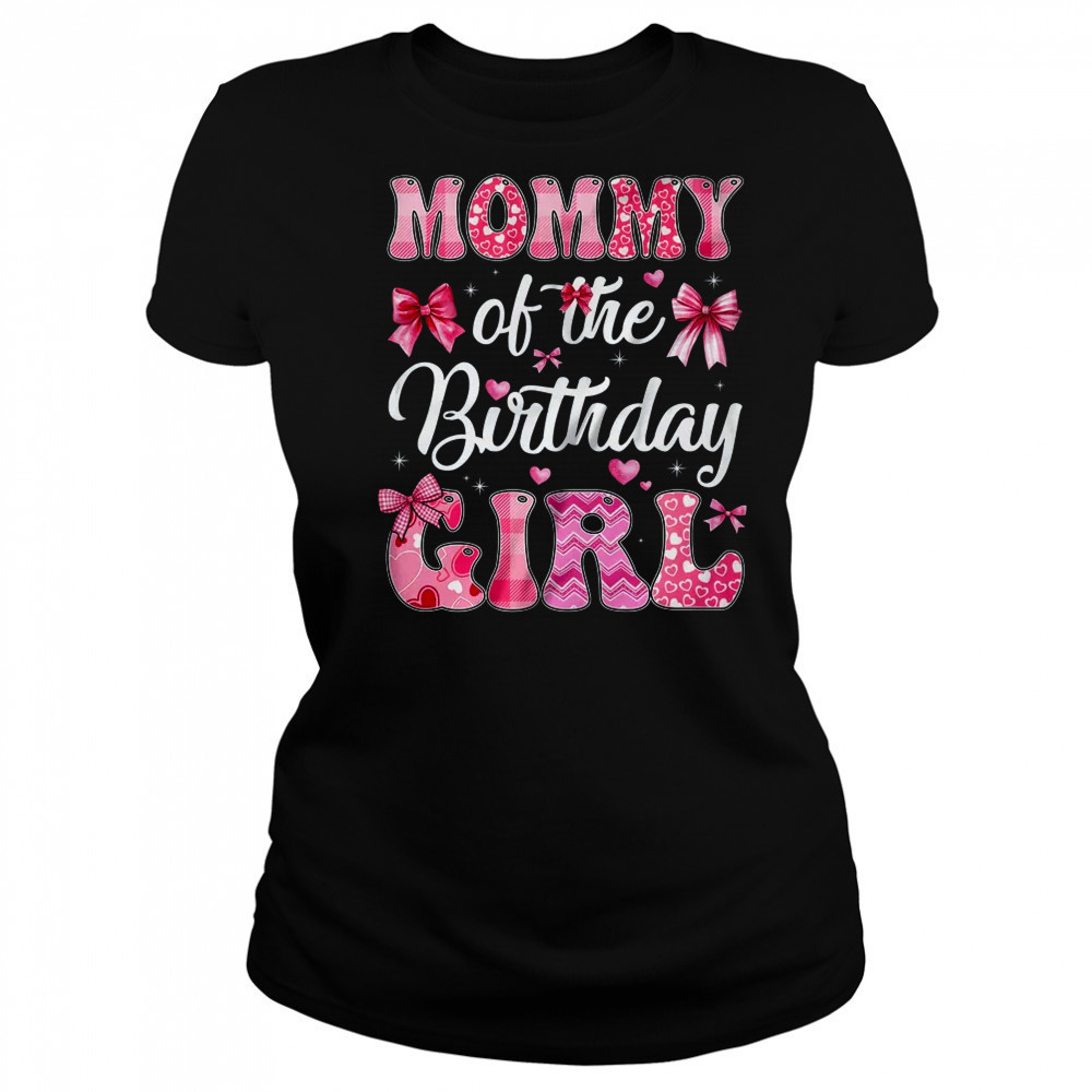Mommy Of The Birthday Girl Family Pink Coquette Bow shirt Women's T-shirt