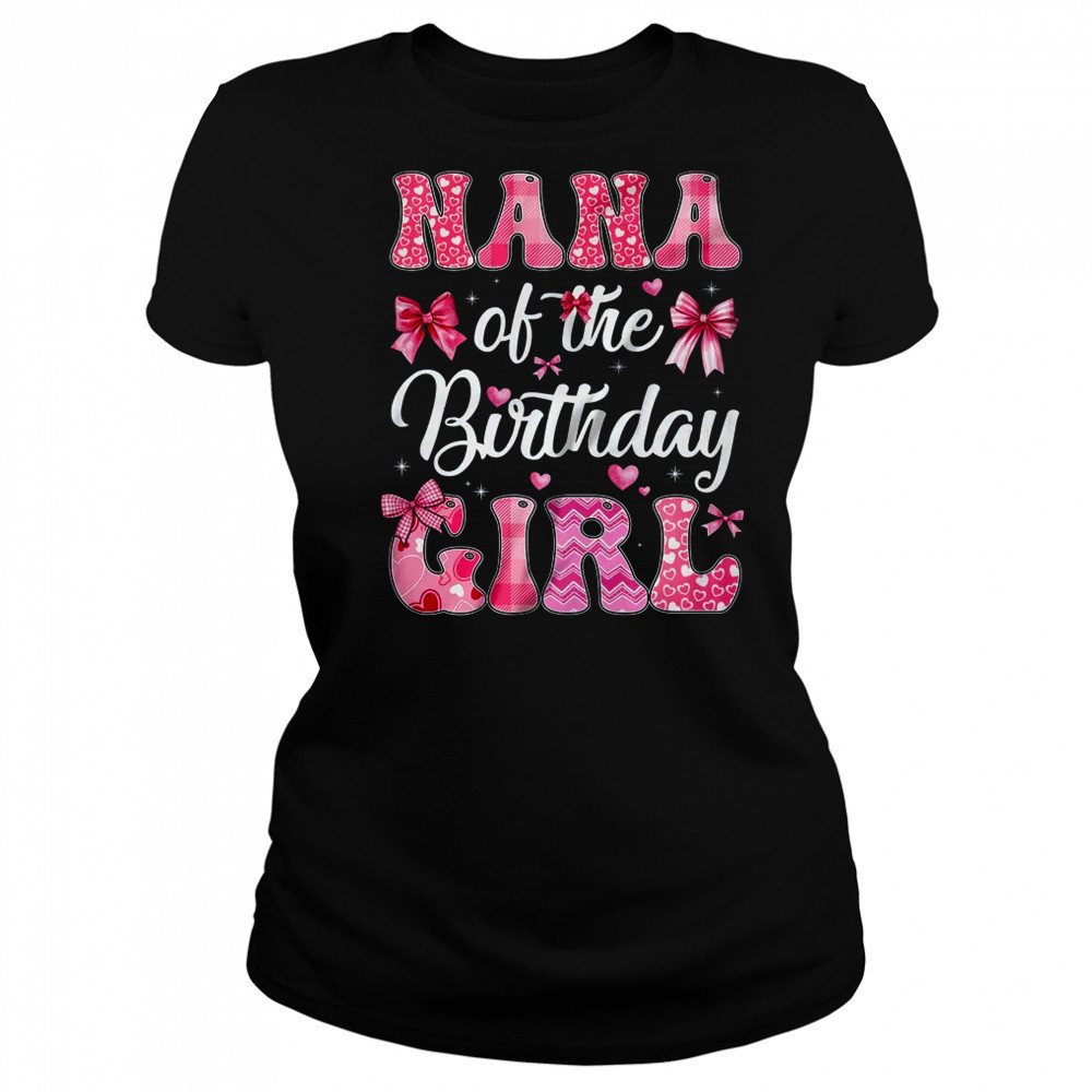 Nana Of The Birthday Girl Family Pink Coquette Bow shirt Women's T-shirt