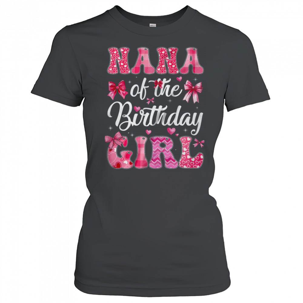 Nana Of The Birthday Girl Family Pink Coquette Bow shirt Women's T-shirt