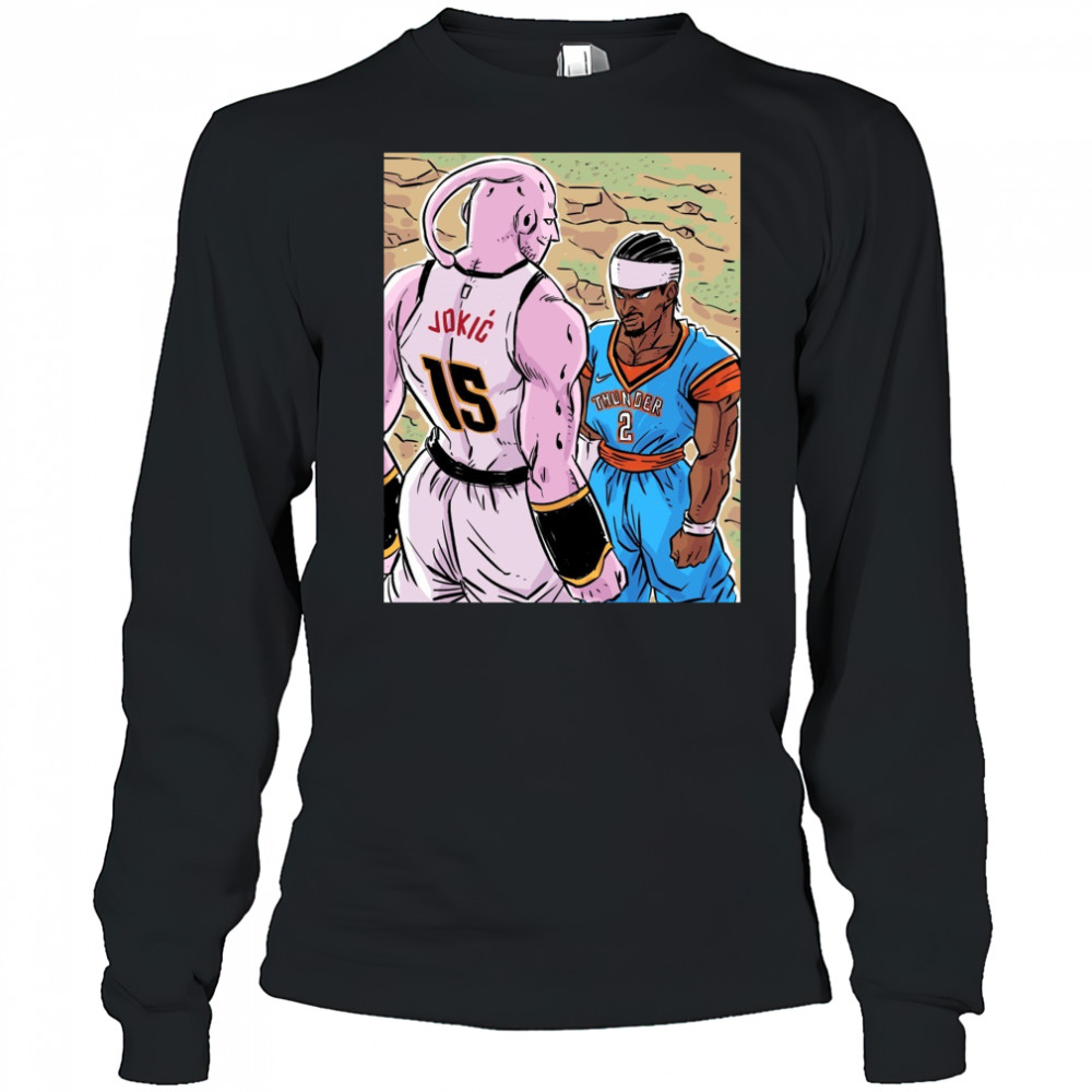 Nikola Jokic Denver Nuggets Vs Shai Gilgeous-Alexander Oklahoma City Thunder This Series 2025 Art Poster t-shirt Long Sleeved