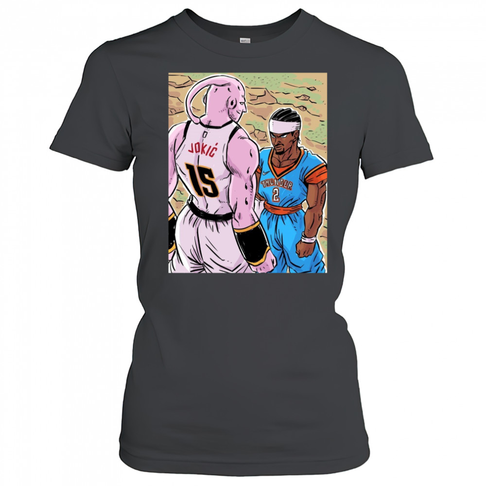 Nikola Jokic Denver Nuggets Vs Shai Gilgeous-Alexander Oklahoma City Thunder This Series 2025 Art Poster t-shirt Women's T-shirt