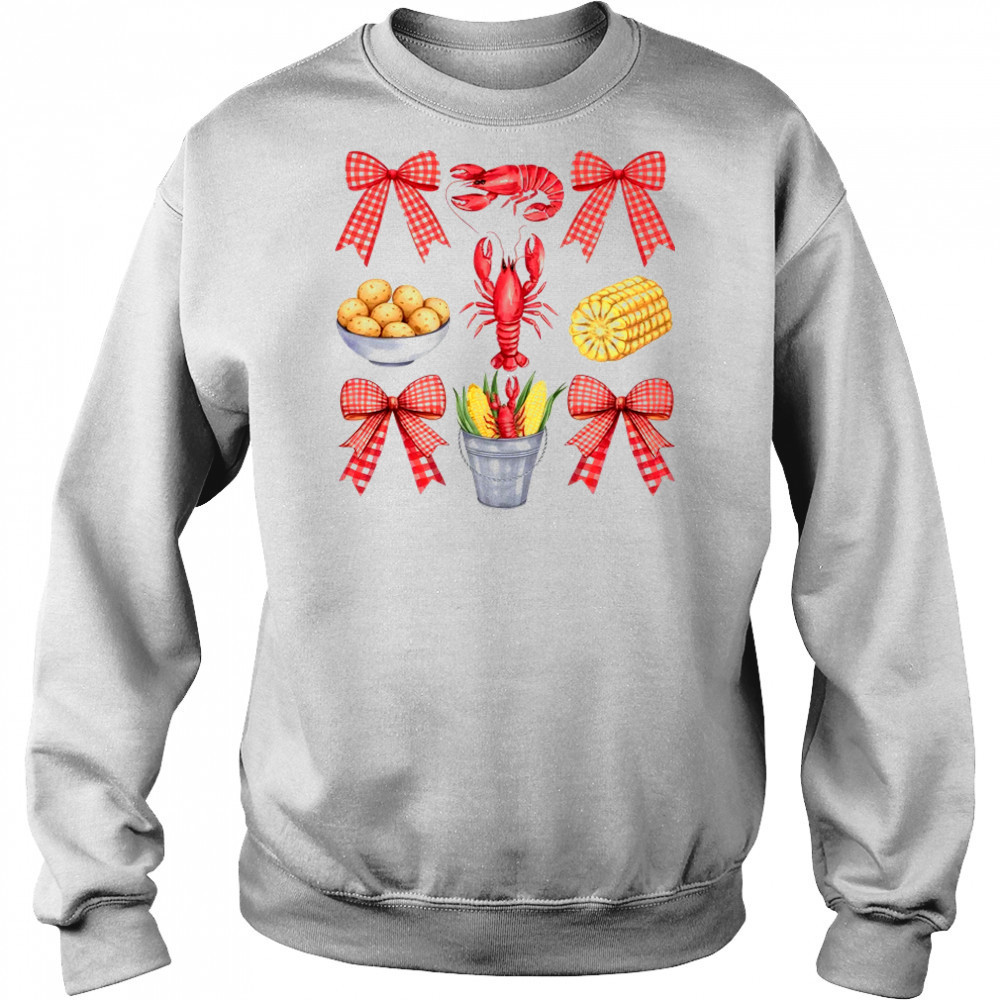 Pink Bow Cute Coquette Crawfish Boil Season Girl Aesthetic shirt Hoodie
