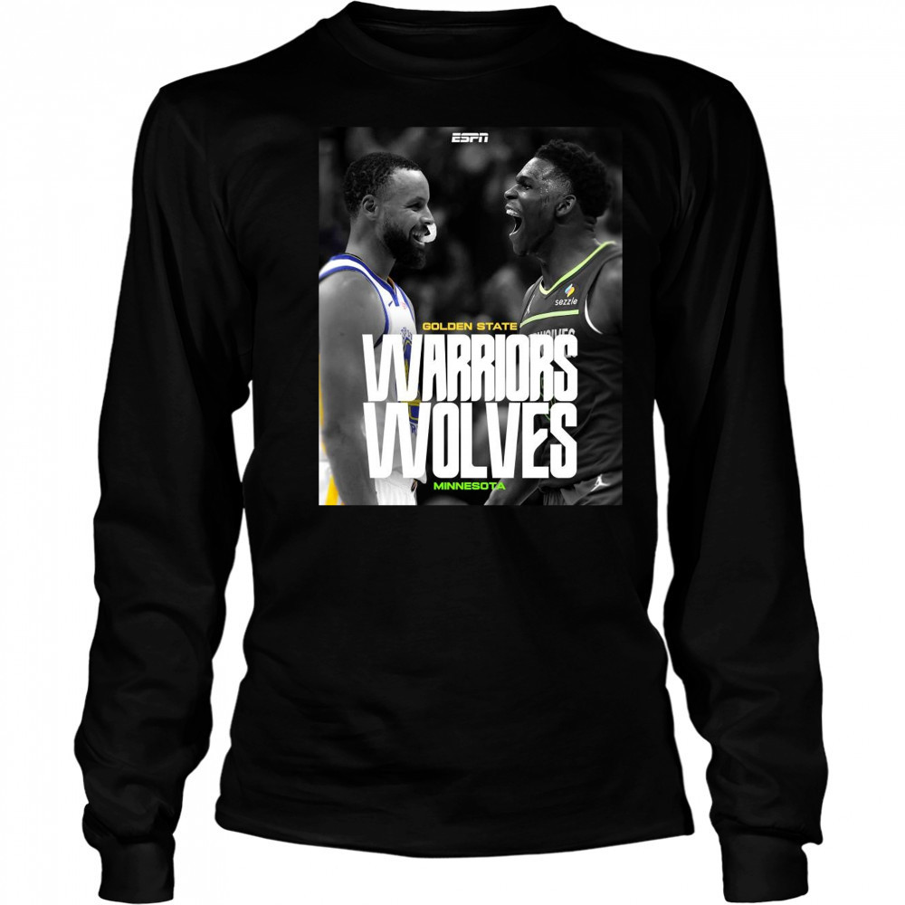 Poster Stephen Curry Golden State Warriors Vs Ant Man Anthony Edwards Minnesota Timberwolves t-shirt Long Sleeved
