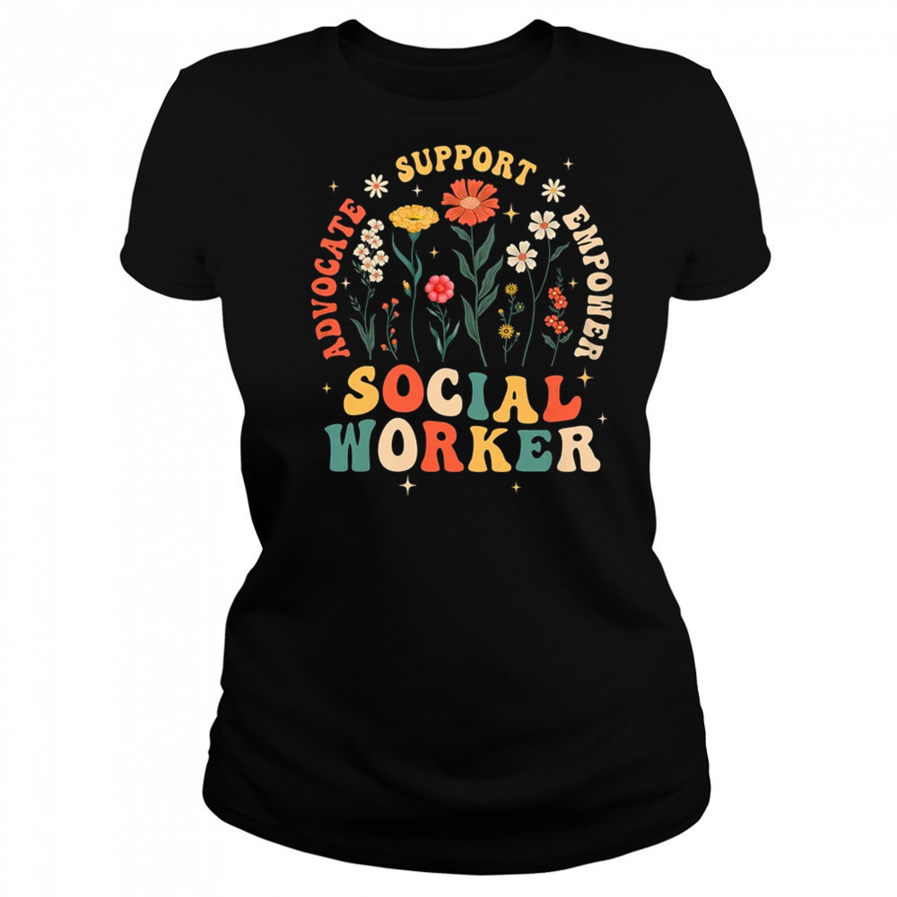 Retro Social Worker Vintage Floral Boho Social Work Life shirt Women's T-shirt