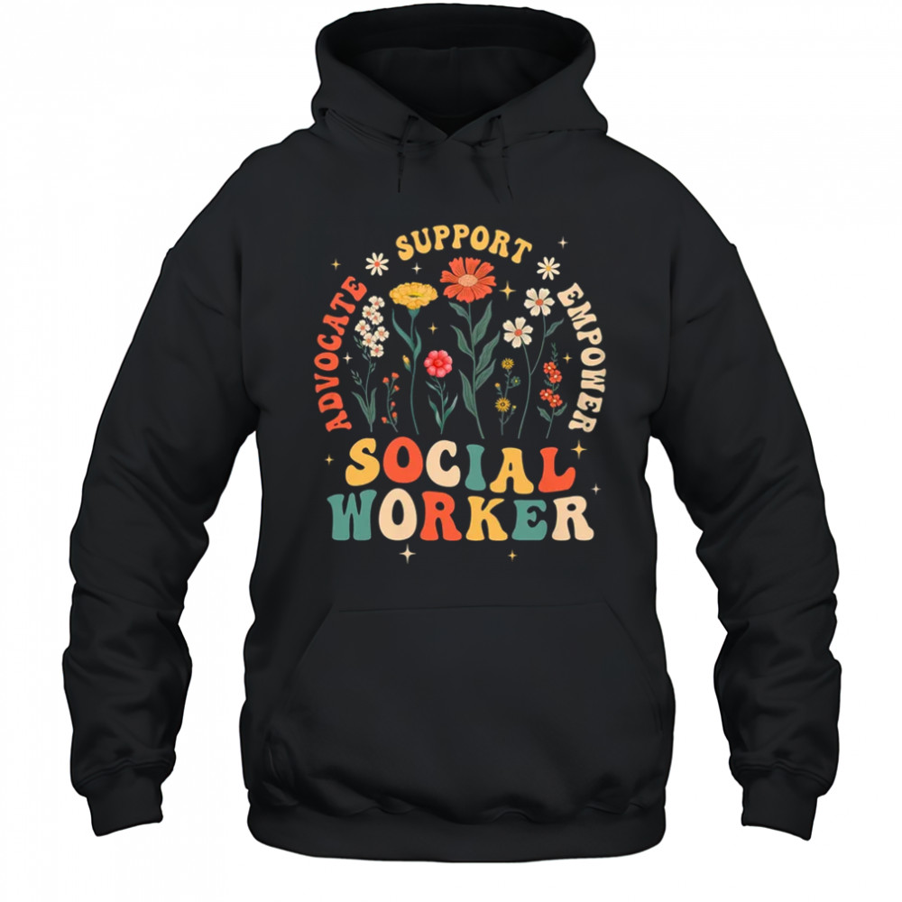 Retro Social Worker Vintage Floral Boho Social Work Life shirt Hoodie