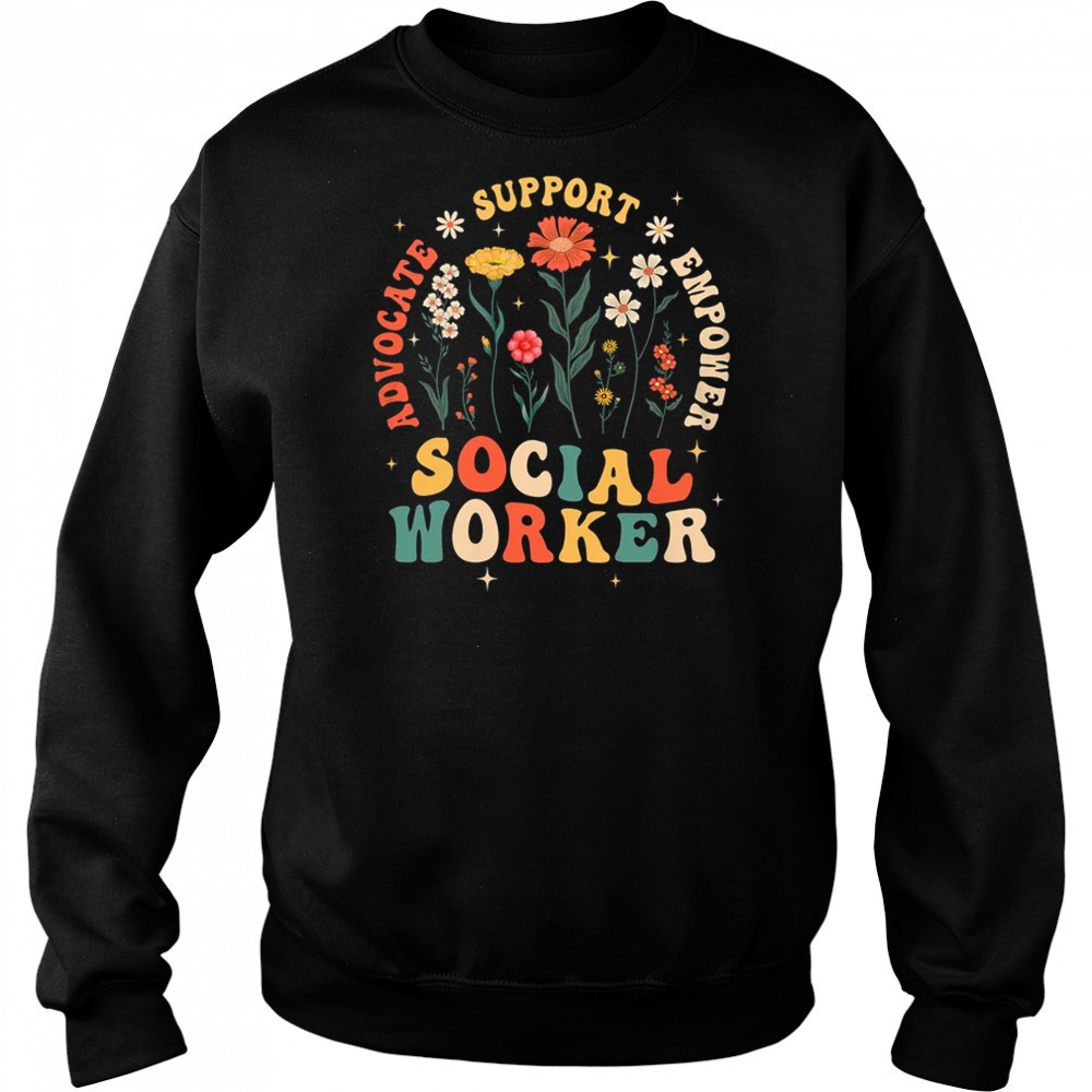 Retro Social Worker Vintage Floral Boho Social Work Life shirt Hoodie