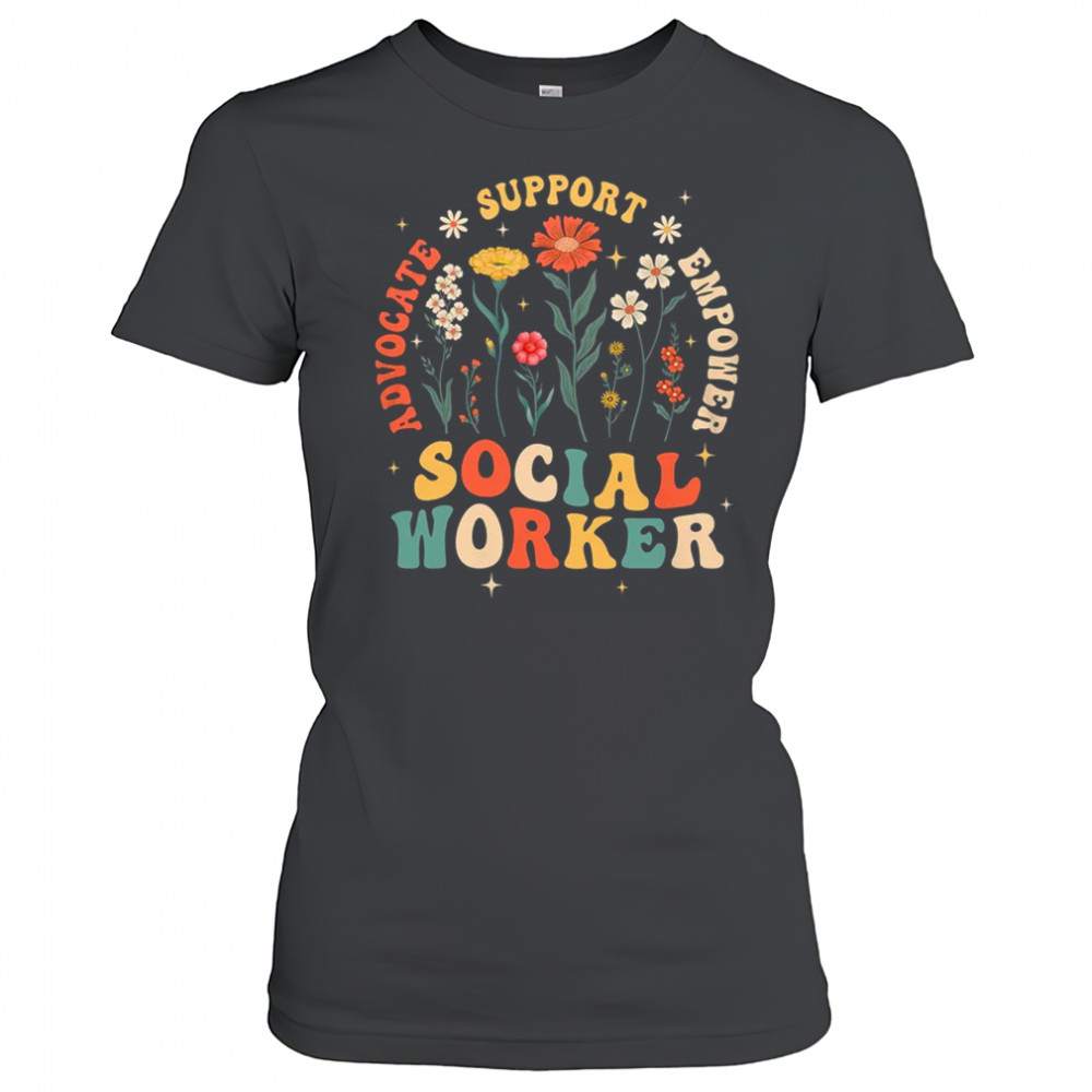 Retro Social Worker Vintage Floral Boho Social Work Life shirt Women's T-shirt