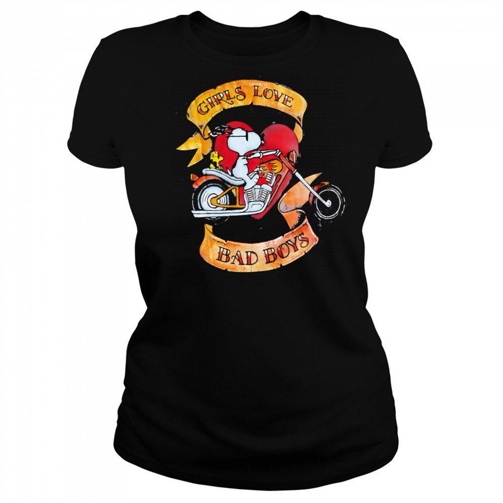 Snoopy girls love bad boys shirt Women's T-shirt