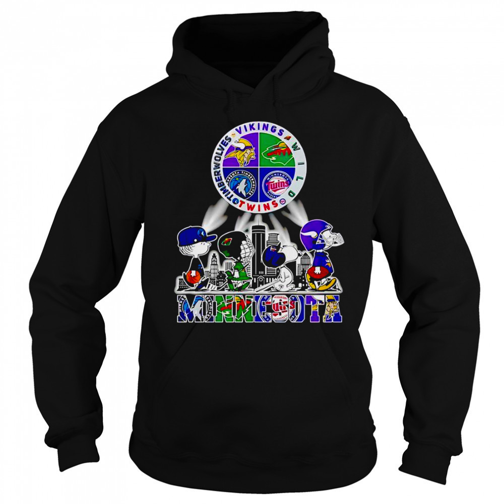 Snoopy Minnesota Twins Minnesota Vikings Minnesota Wild Timberwolves T-Shirt Sweatshirt