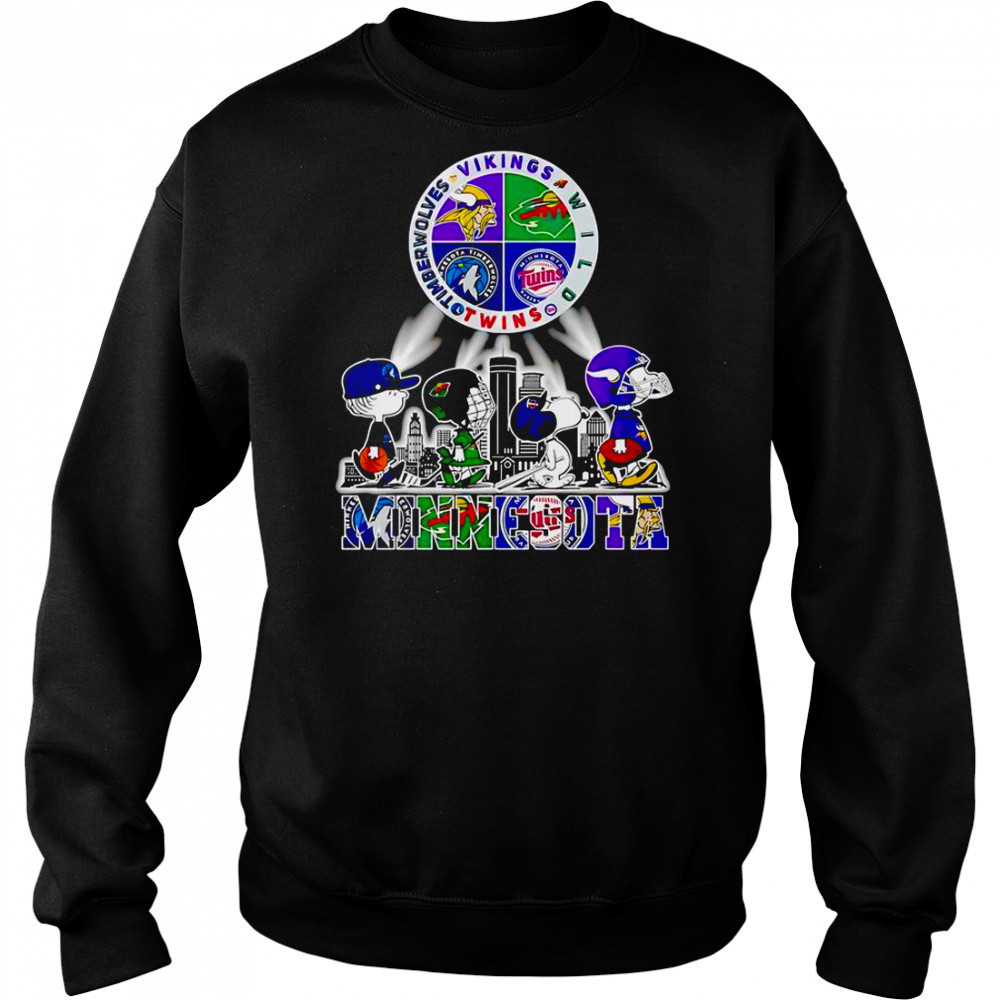 Snoopy Minnesota Twins Minnesota Vikings Minnesota Wild Timberwolves T-Shirt Hoodie