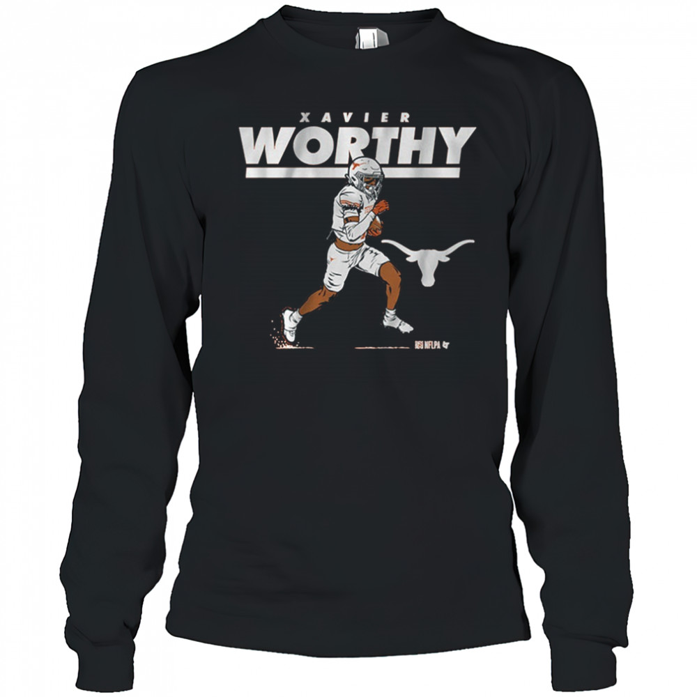 Texas Longhorn Football NCAA Xavier Worthy Superstar Pose t-shirt Long Sleeved