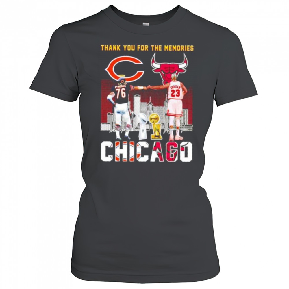 Thank you for the memories Chicago Bears and Bulls McMichael and Jordan shirt Women's T-shirt