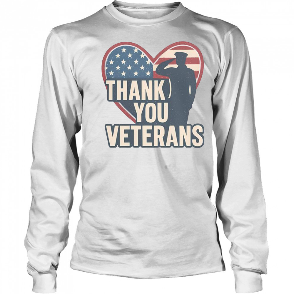 Thank You Veterans America Heart T-Shirt Long Sleeved