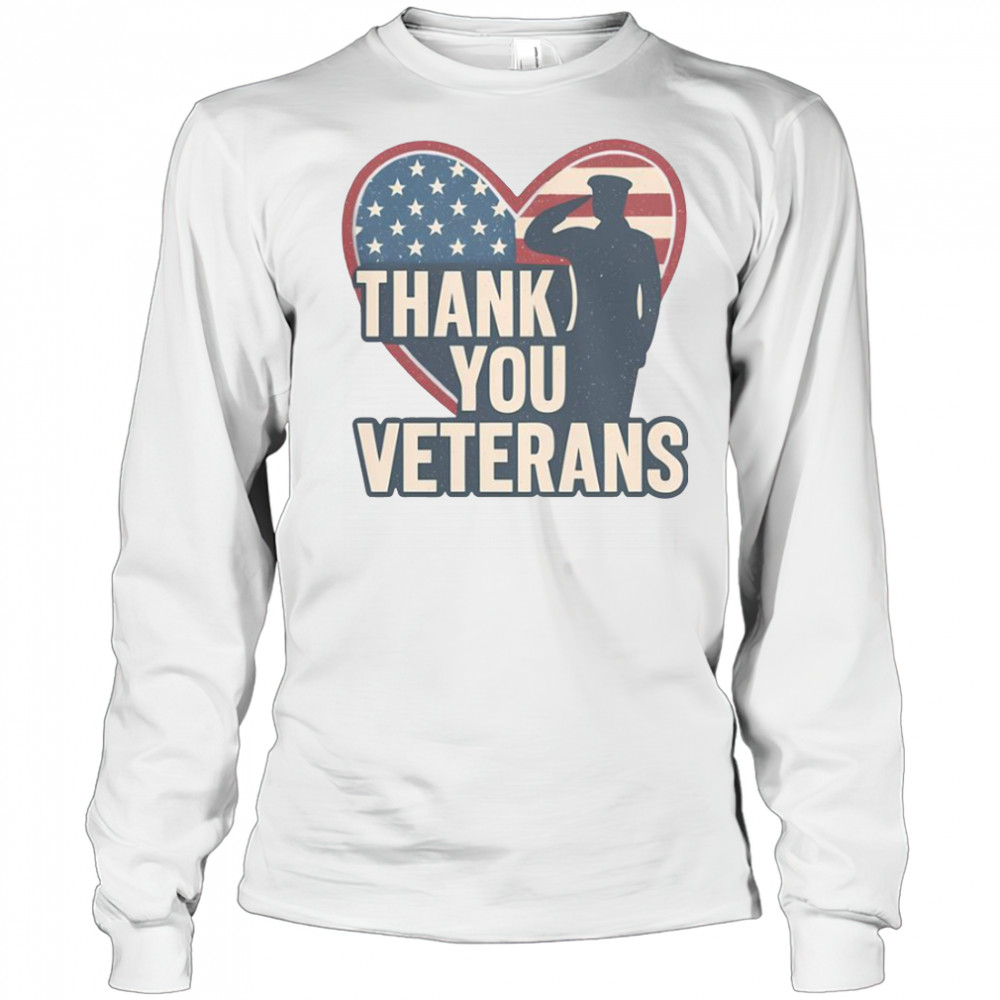 Thank You Veterans America Heart T-Shirt Long Sleeved