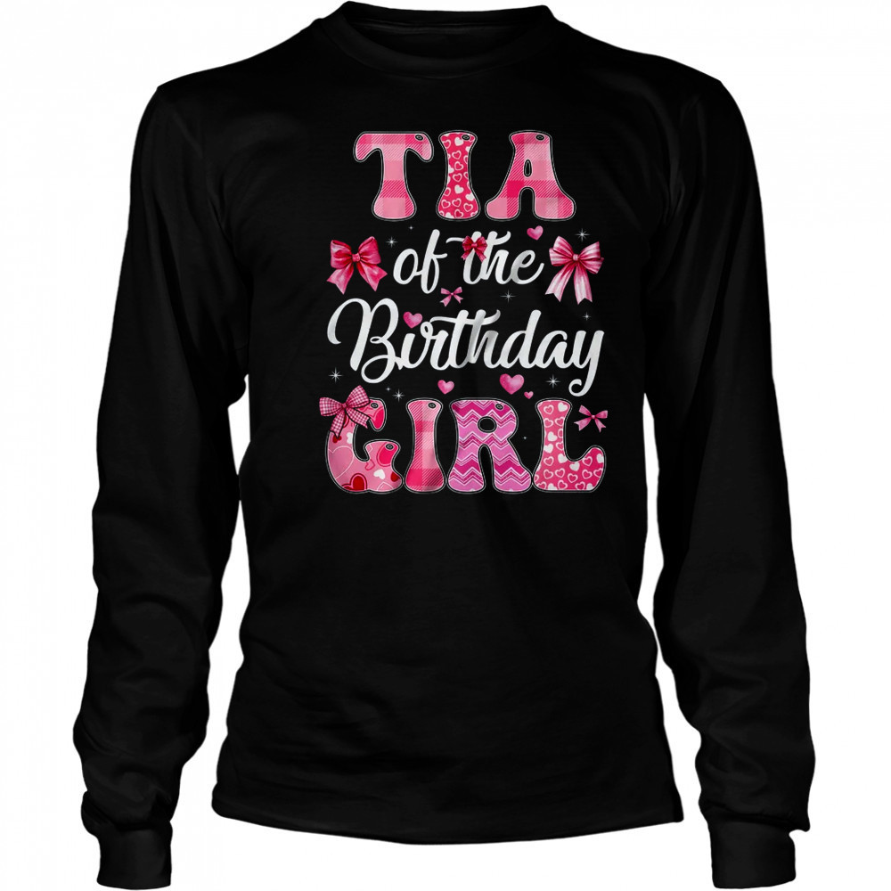 Tia Of The Birthday Girl Family Pink Coquette Bow shirt Long Sleeved