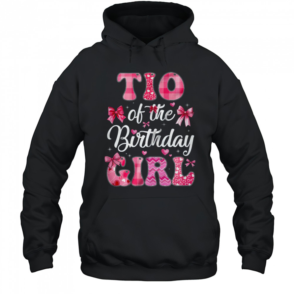 Tio Of The Birthday Girl Family Pink Coquette Bow shirt Hoodie