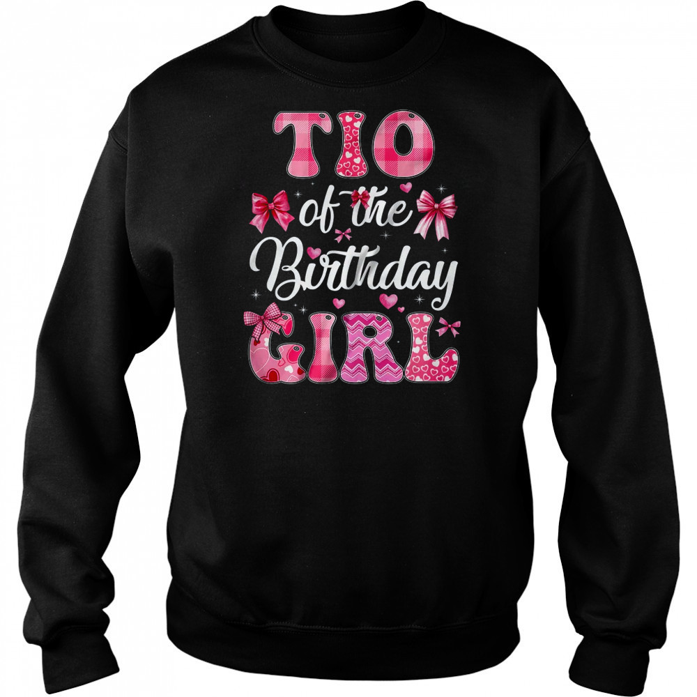 Tio Of The Birthday Girl Family Pink Coquette Bow shirt Hoodie