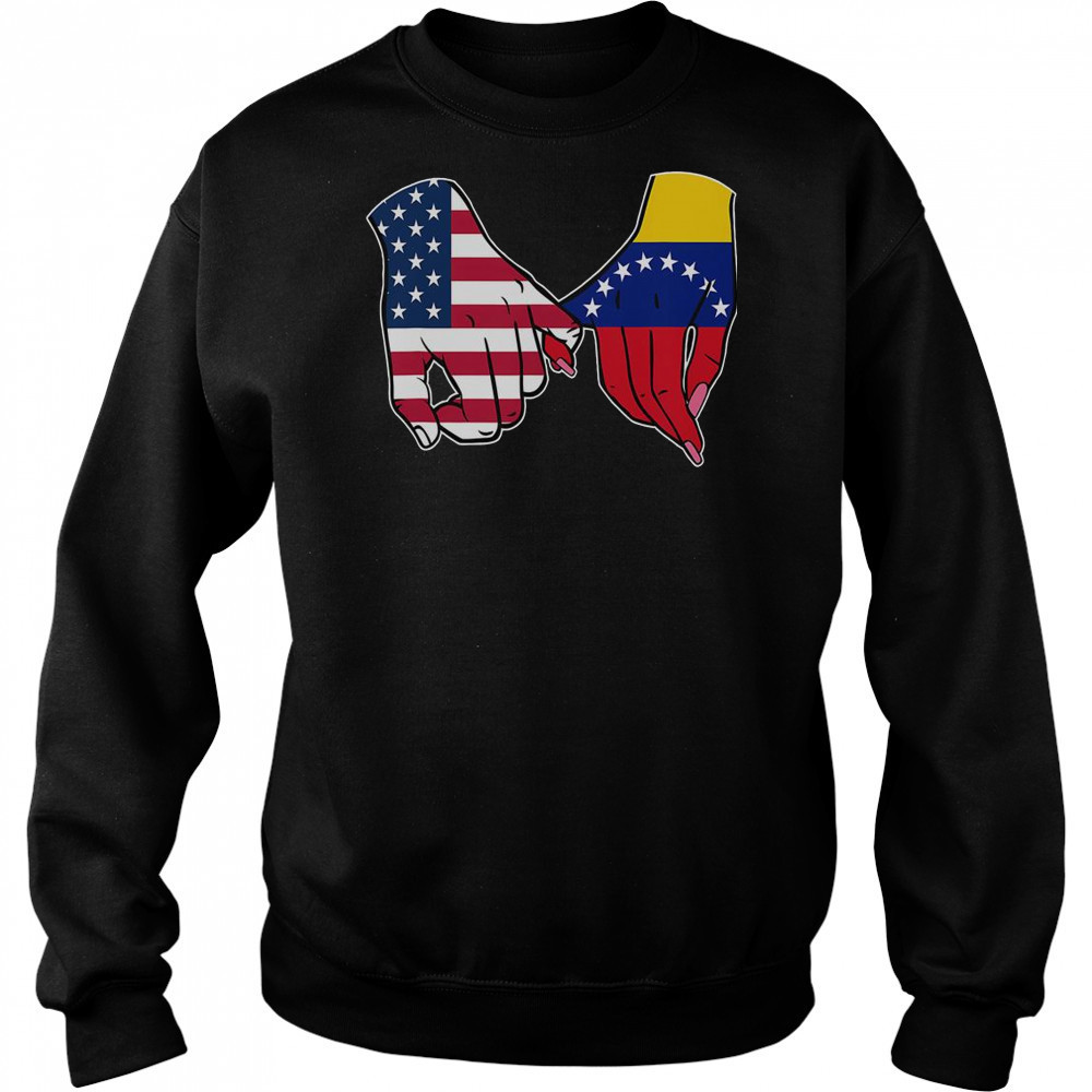 USA And Venezuela Flags Hands Together T-Shirt Hoodie