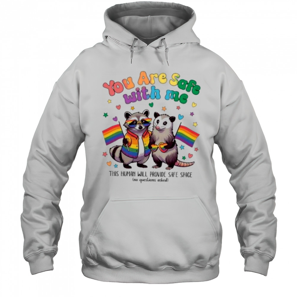 You are safe with me raccoon pride month shirt Hoodie