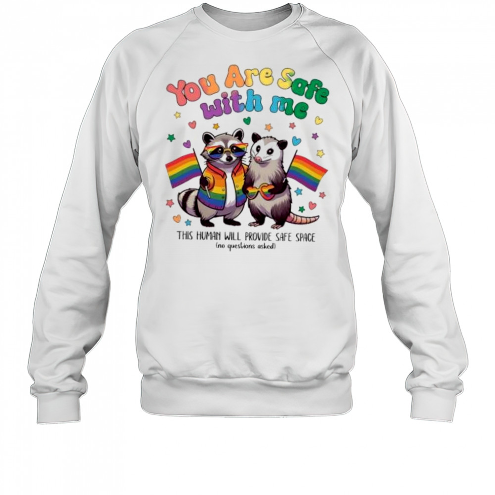 You are safe with me raccoon pride month shirt Sweatshirt