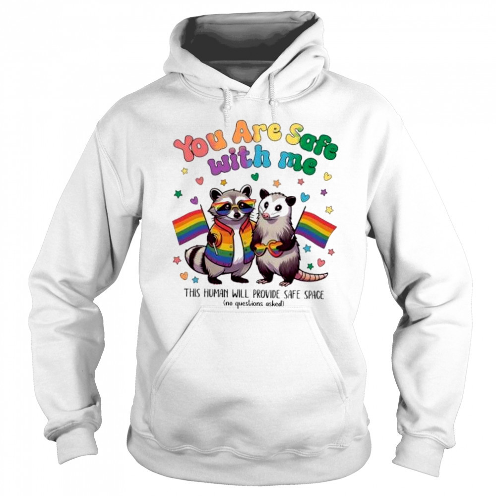 You are safe with me raccoon pride month shirt Sweatshirt