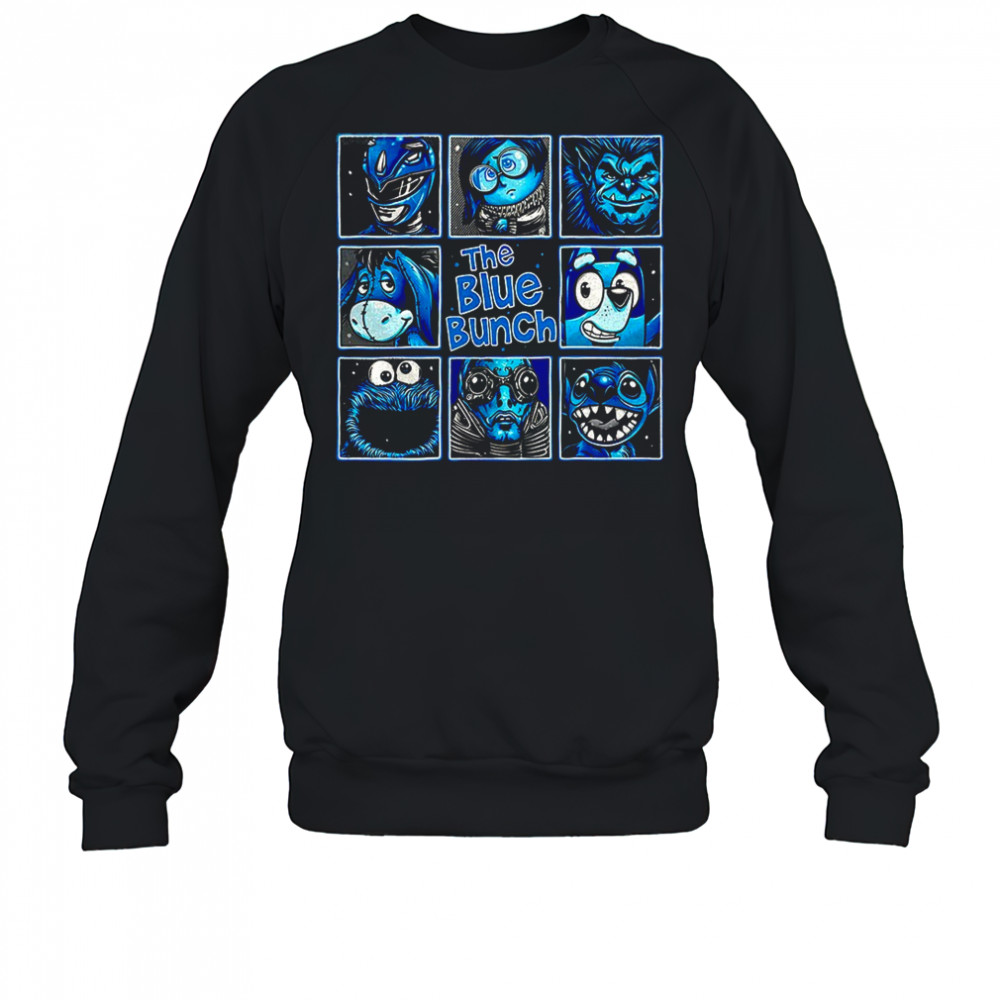 Blue Ranger Sadness Beast Eeyore Bluey Cookie Monster Abe Sapien and Stitch The Blue Bunch shirt Sweatshirt
