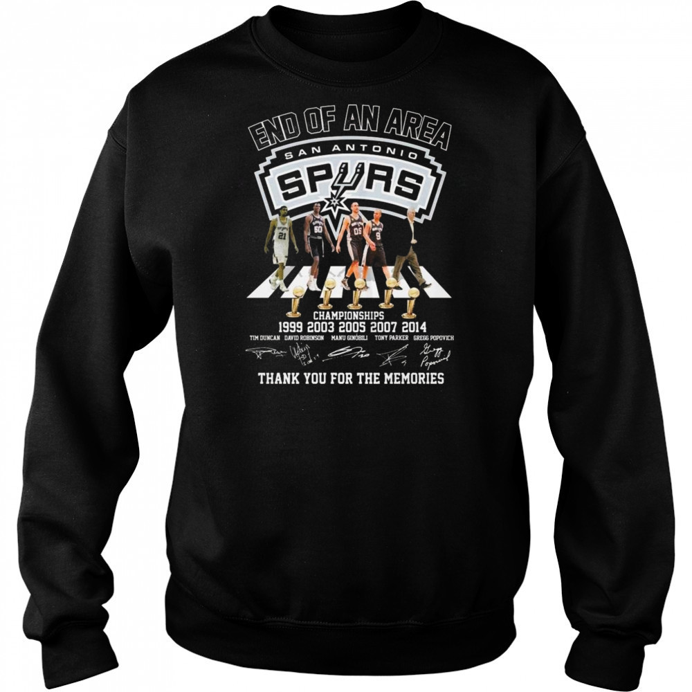 End Of An Area San Antonio Spurs Thank You For The Memories Walking Signature Shirt Hoodie