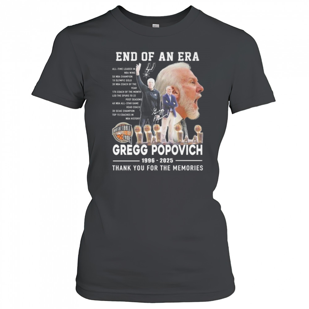 End Of An Era Gregg Popovich 1996-2025 Thank You For The Memories Shirt Women's T-shirt