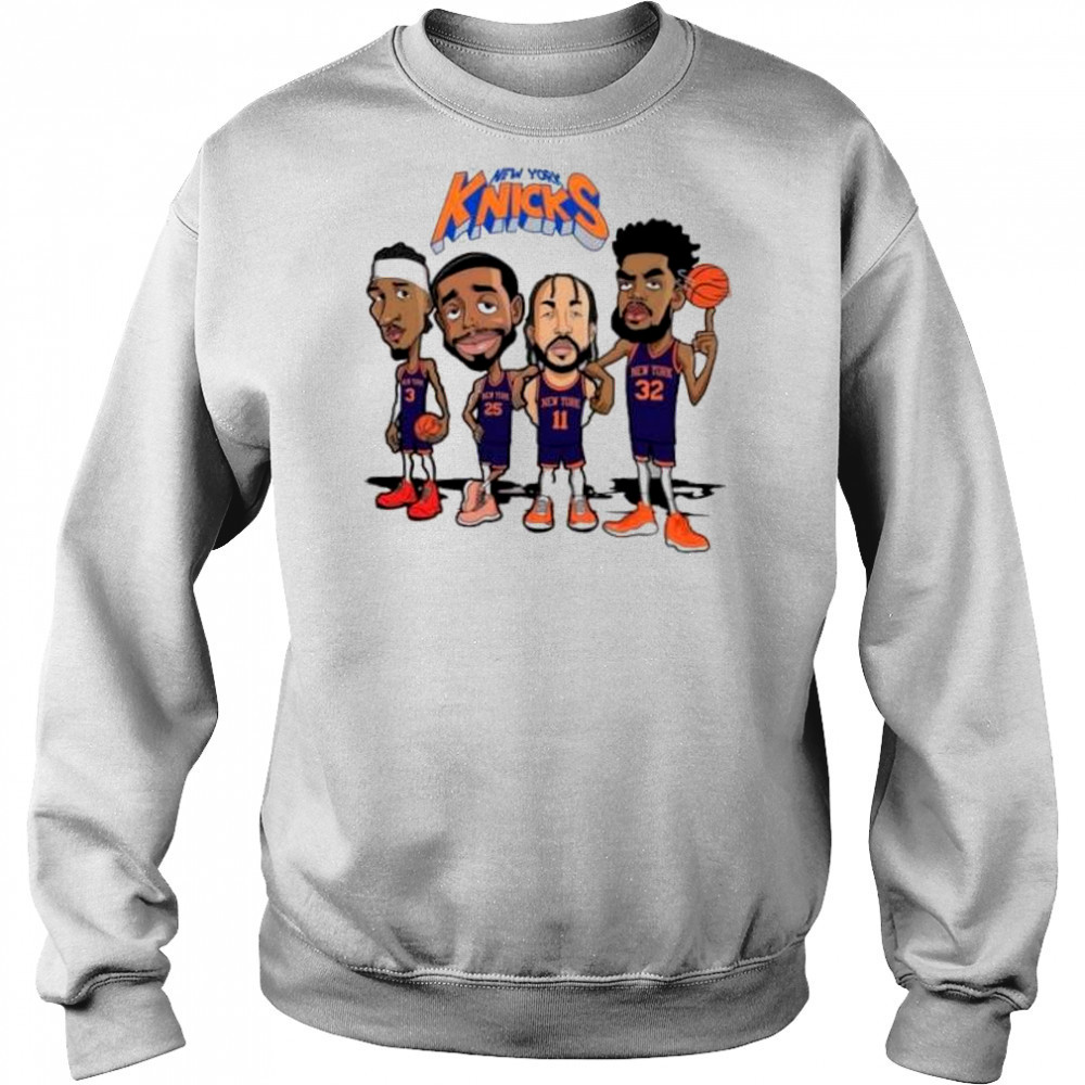 New York Knicks Josh Hart Mikal Bridges Jalen Brunson and Karl-Anthony Towns cartoon shirt Hoodie