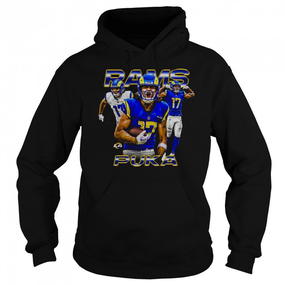 Official Puka Nacua Black Los Angeles Rams Notorious Player T-Shirt Sweatshirt