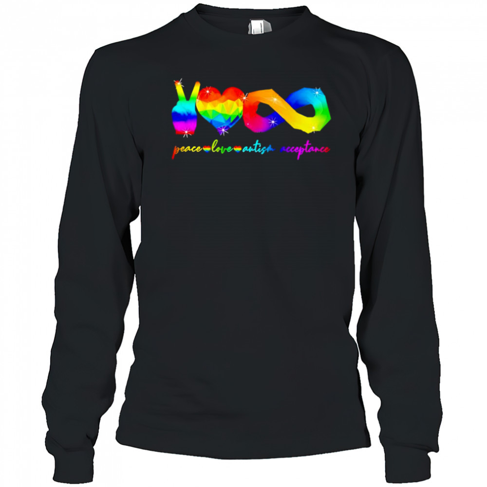 Peace love Autism acceptance shirt Long Sleeved