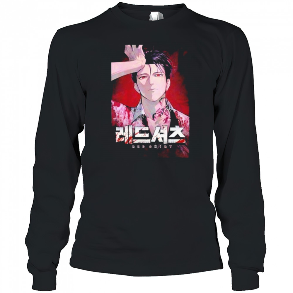 Red Shirt Manga Waifu T-shirt Long Sleeved