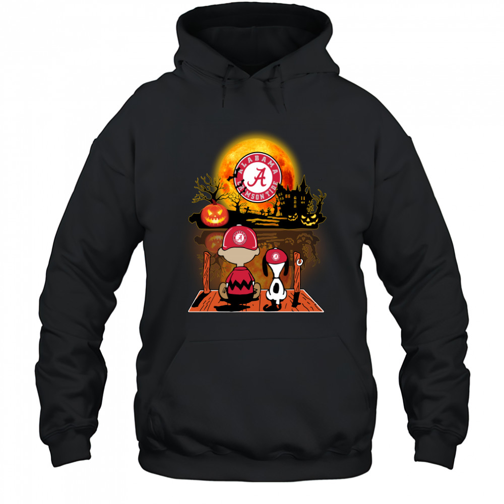 Snoopy and Charlie Brown Pumpkin Alabama Crimson Tide Halloween Moon Hoodie