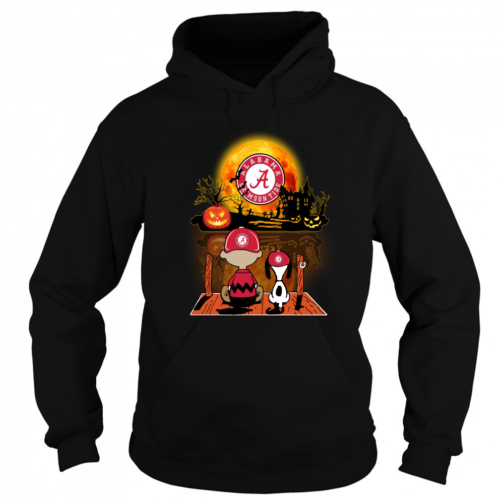 Snoopy and Charlie Brown Pumpkin Alabama Crimson Tide Halloween Moon Sweatshirt