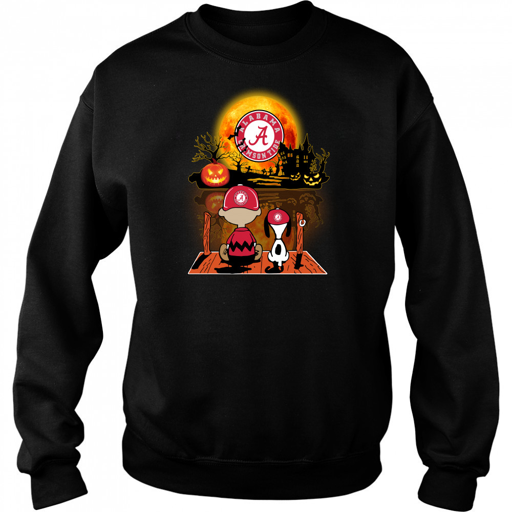Snoopy and Charlie Brown Pumpkin Alabama Crimson Tide Halloween Moon Hoodie