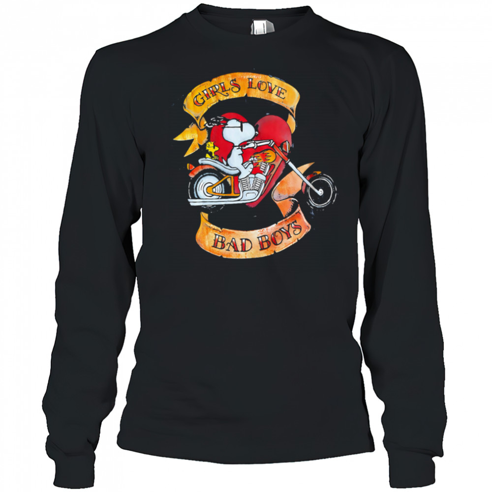 Snoopy girls love bad boys shirt Long Sleeved