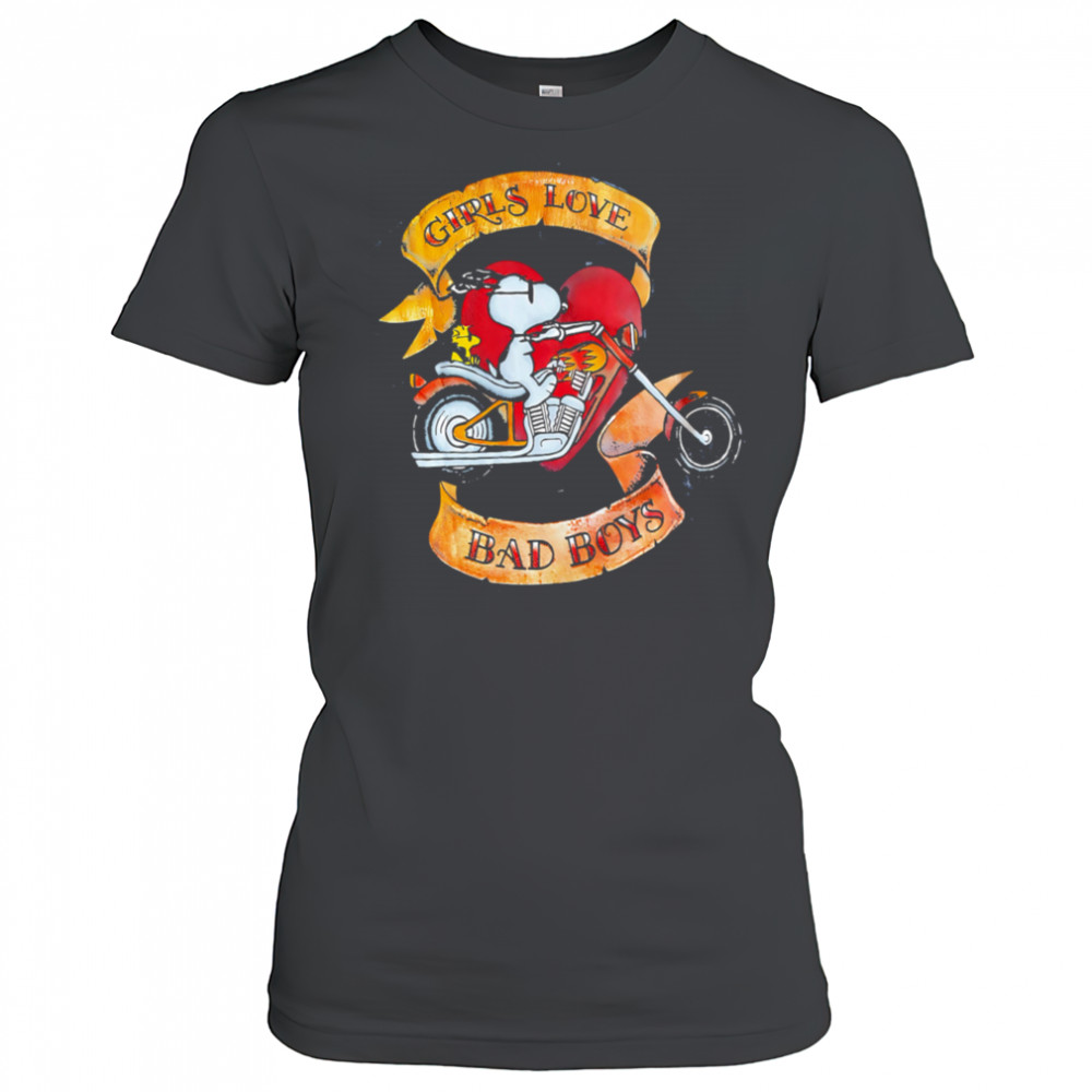 Snoopy girls love bad boys shirt Women's T-shirt