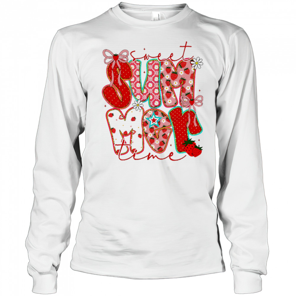 Sweet Summer Time Strawberry Coquette Glitter shirt Long Sleeved