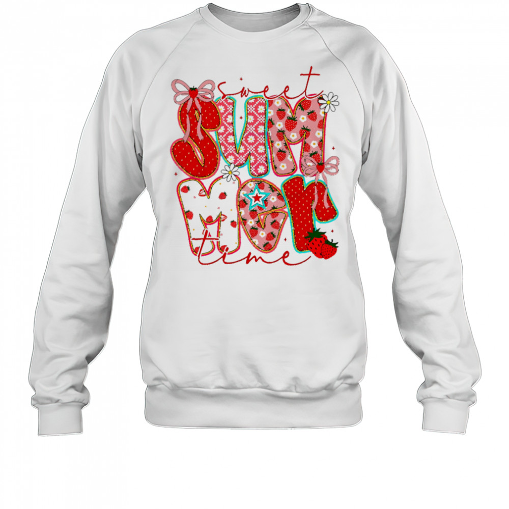 Sweet Summer Time Strawberry Coquette Glitter shirt Sweatshirt