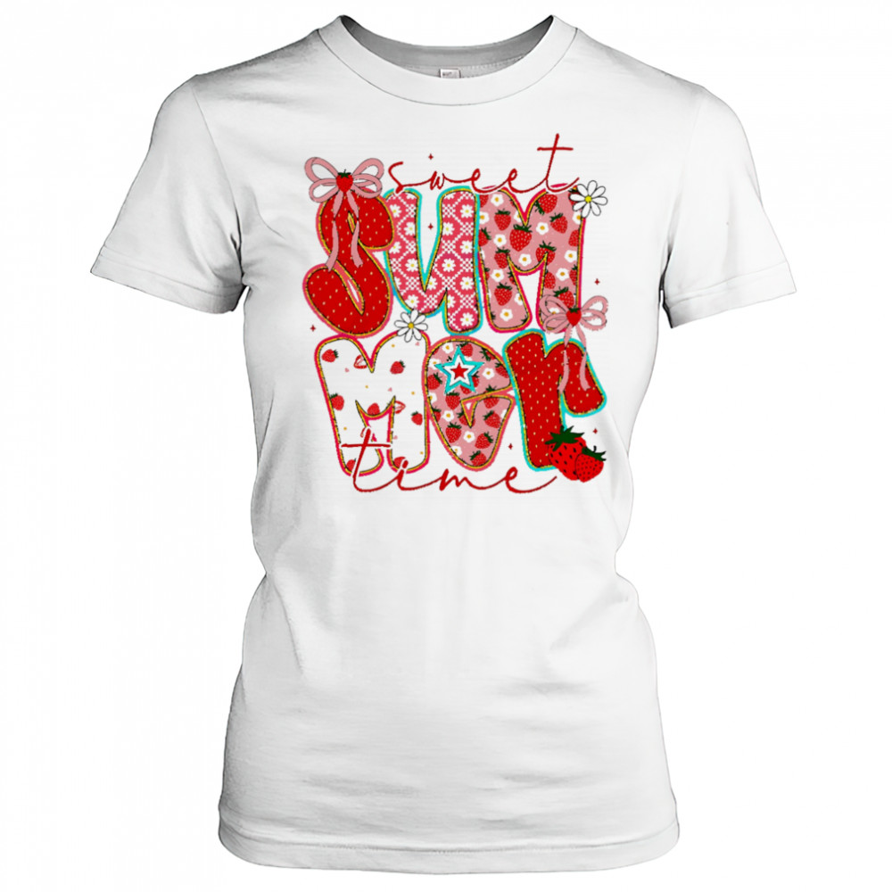 Sweet Summer Time Strawberry Coquette Glitter shirt Women's T-shirt