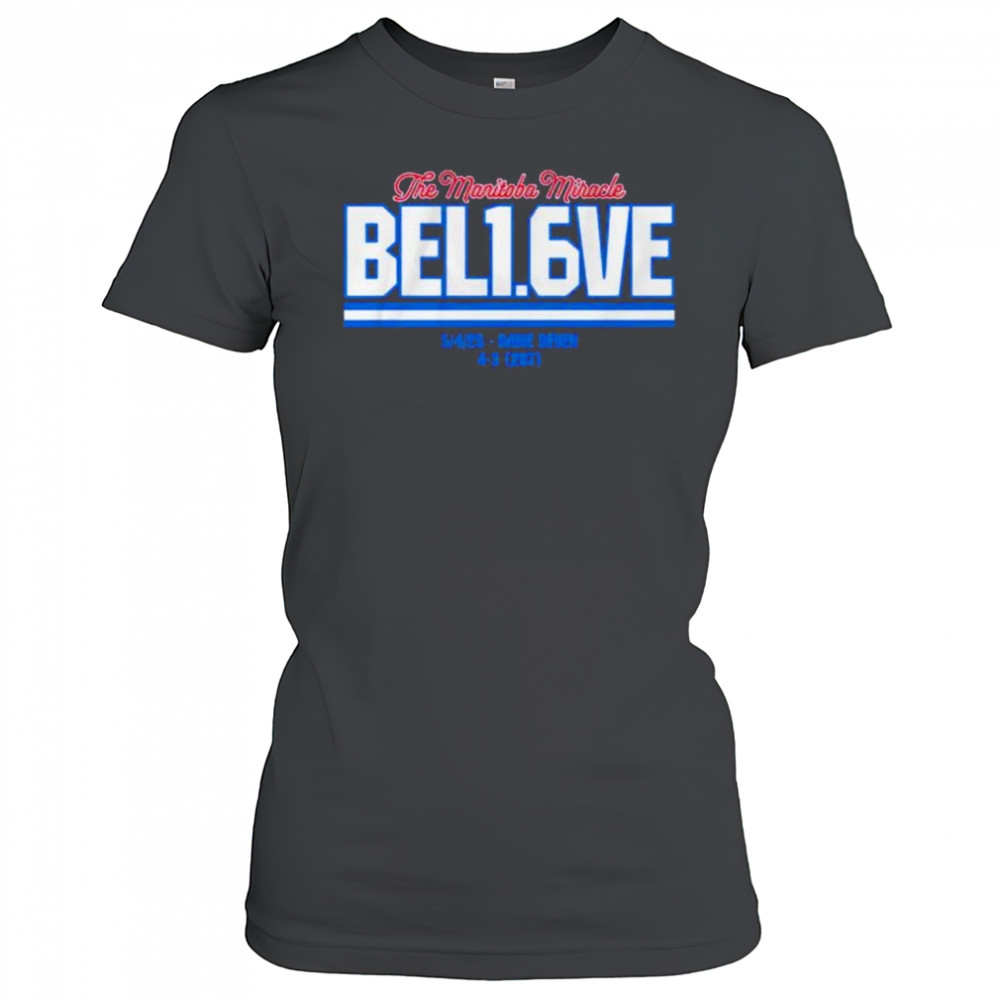 The manitoba miracle believe in 1.6 seconds left Winnipeg Jets shirt Women's T-shirt