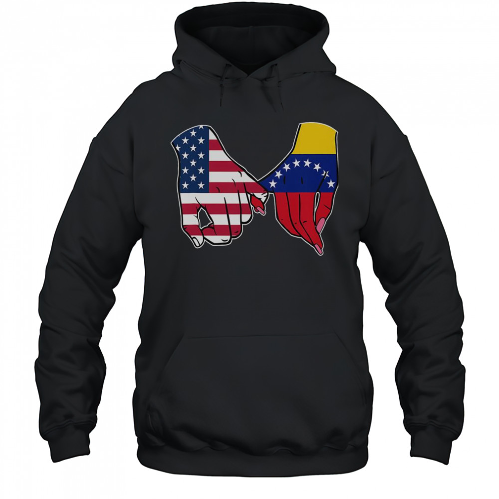 USA And Venezuela Flags Hands Together T-Shirt Hoodie
