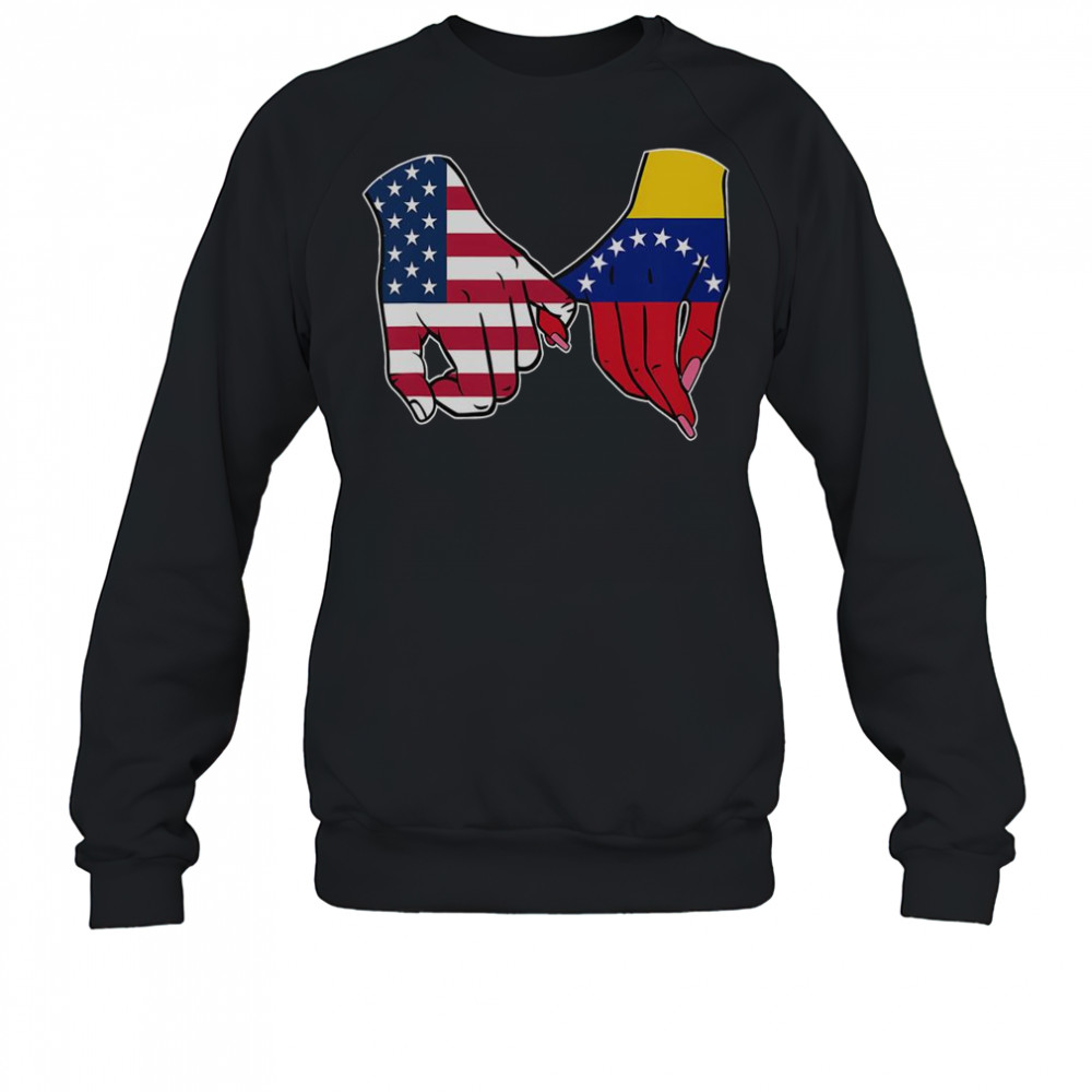 USA And Venezuela Flags Hands Together T-Shirt Sweatshirt
