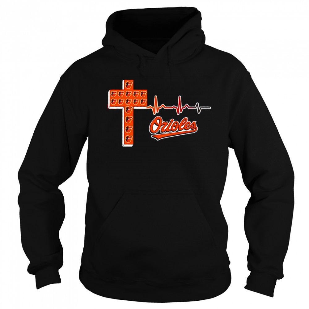 Baltimore Orioles logo Christian cross heartbeat shirt Sweatshirt