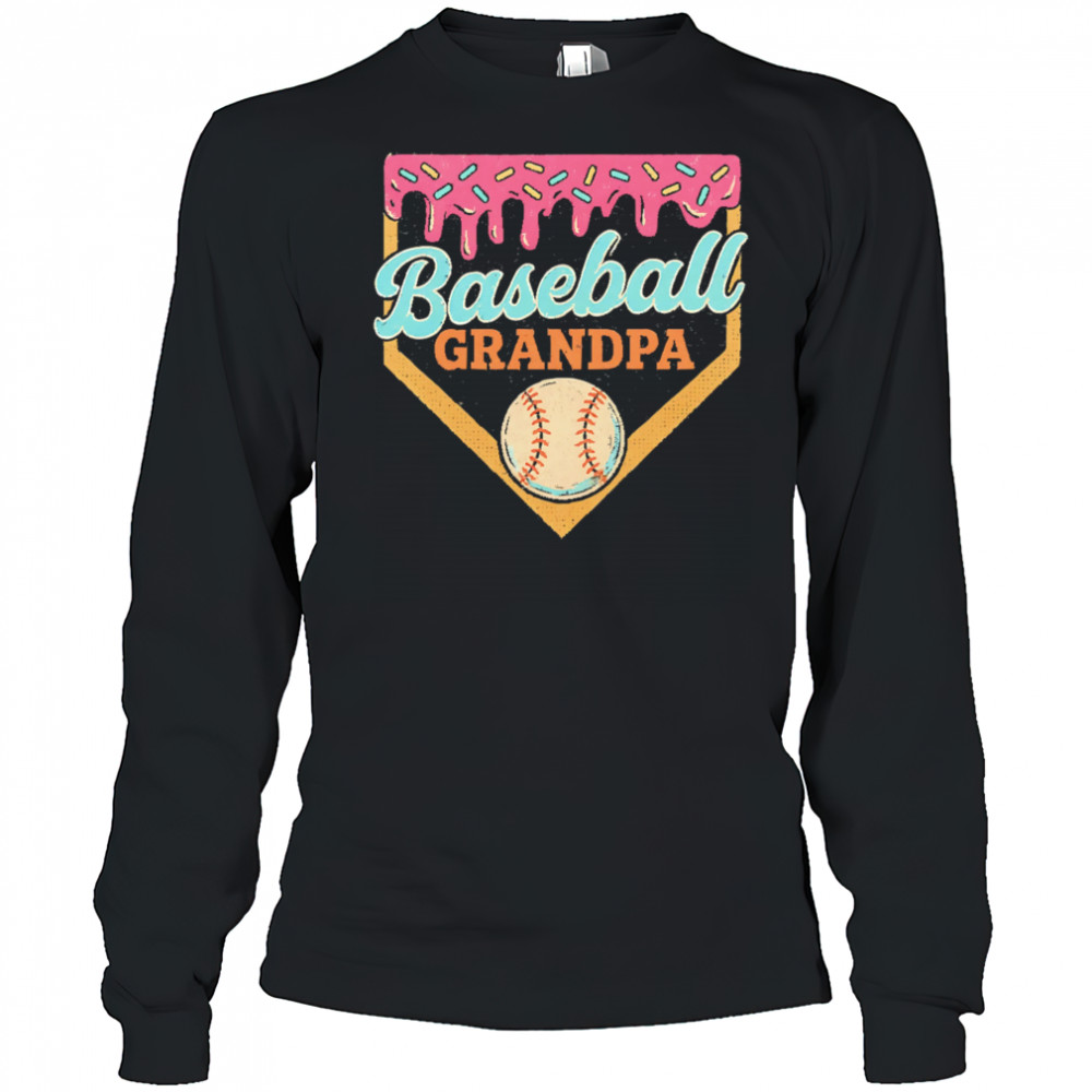 Baseball grandpa ice cream drip shirt Long Sleeved